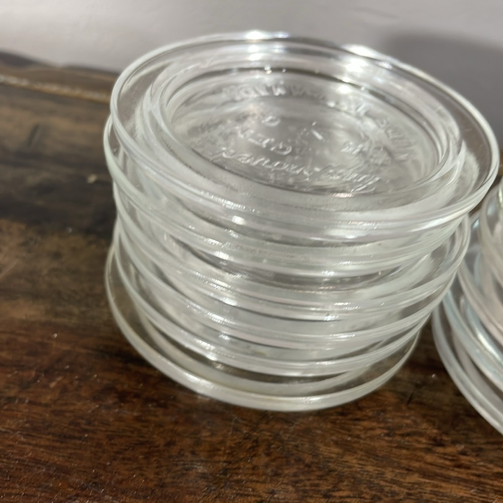 Pure glass vintage GEM jar lids - 12.  BPA FREE AND SUSTAINABLE!  Repeat usage! - Picture 5 of 11